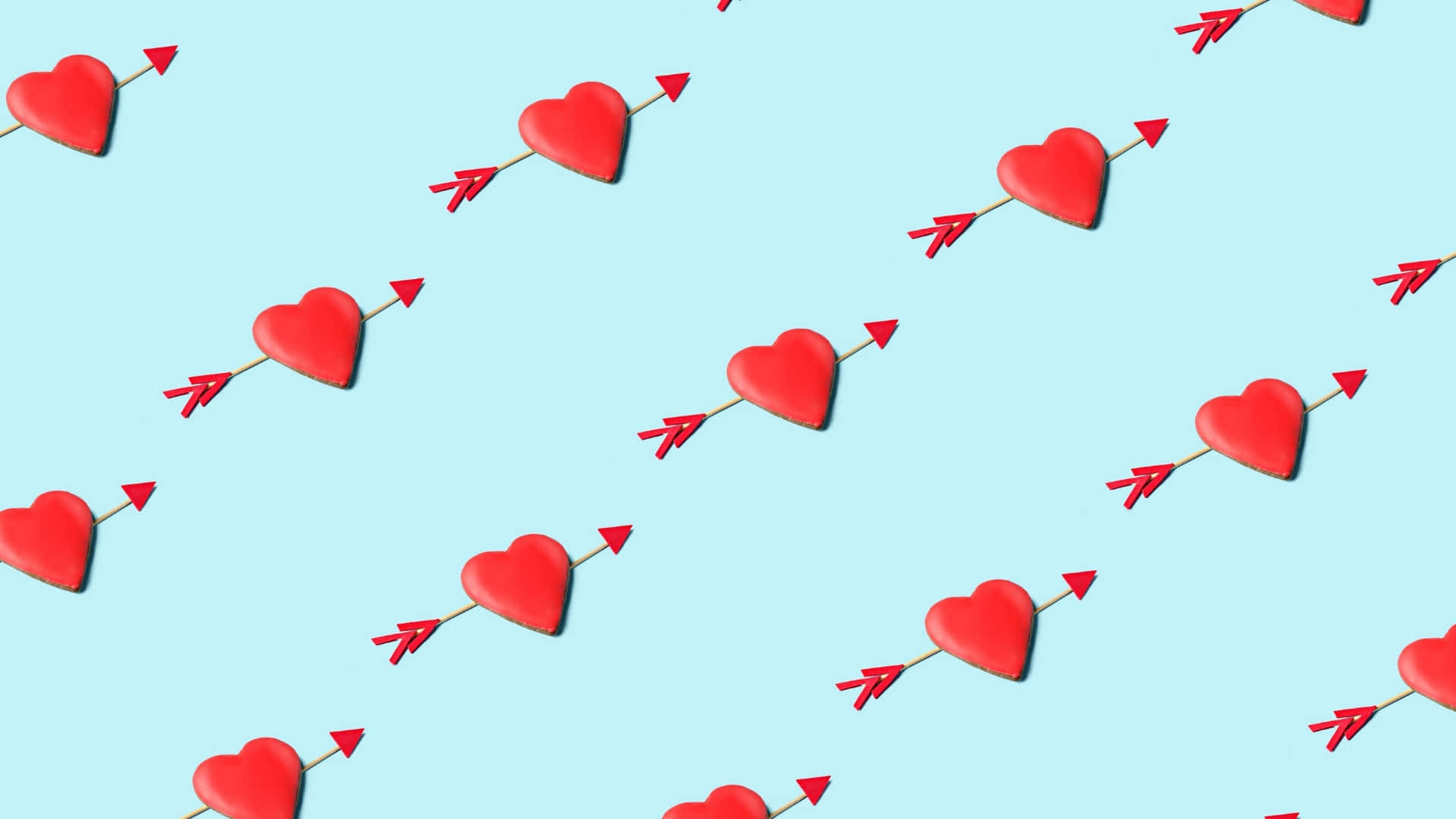 Cupid Arrow Pattern, red hearts, arrows, Full HD Desktop Wallpaper