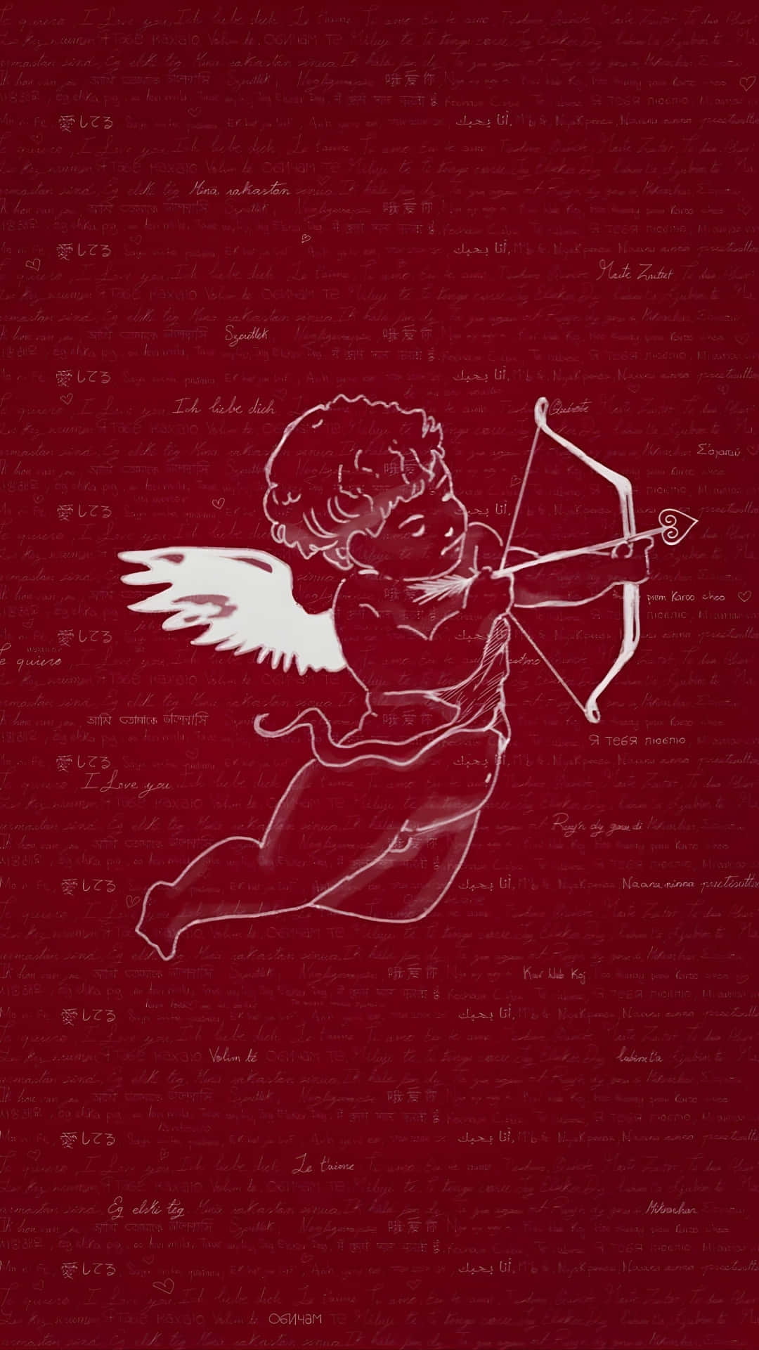 Cupid Arrow, white outlined cupid, wings, Full HD Phone Wallpaper