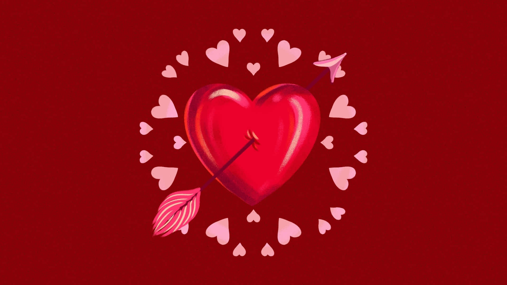Cupid Arrow, heart, pink arrow, Full HD Desktop Wallpaper