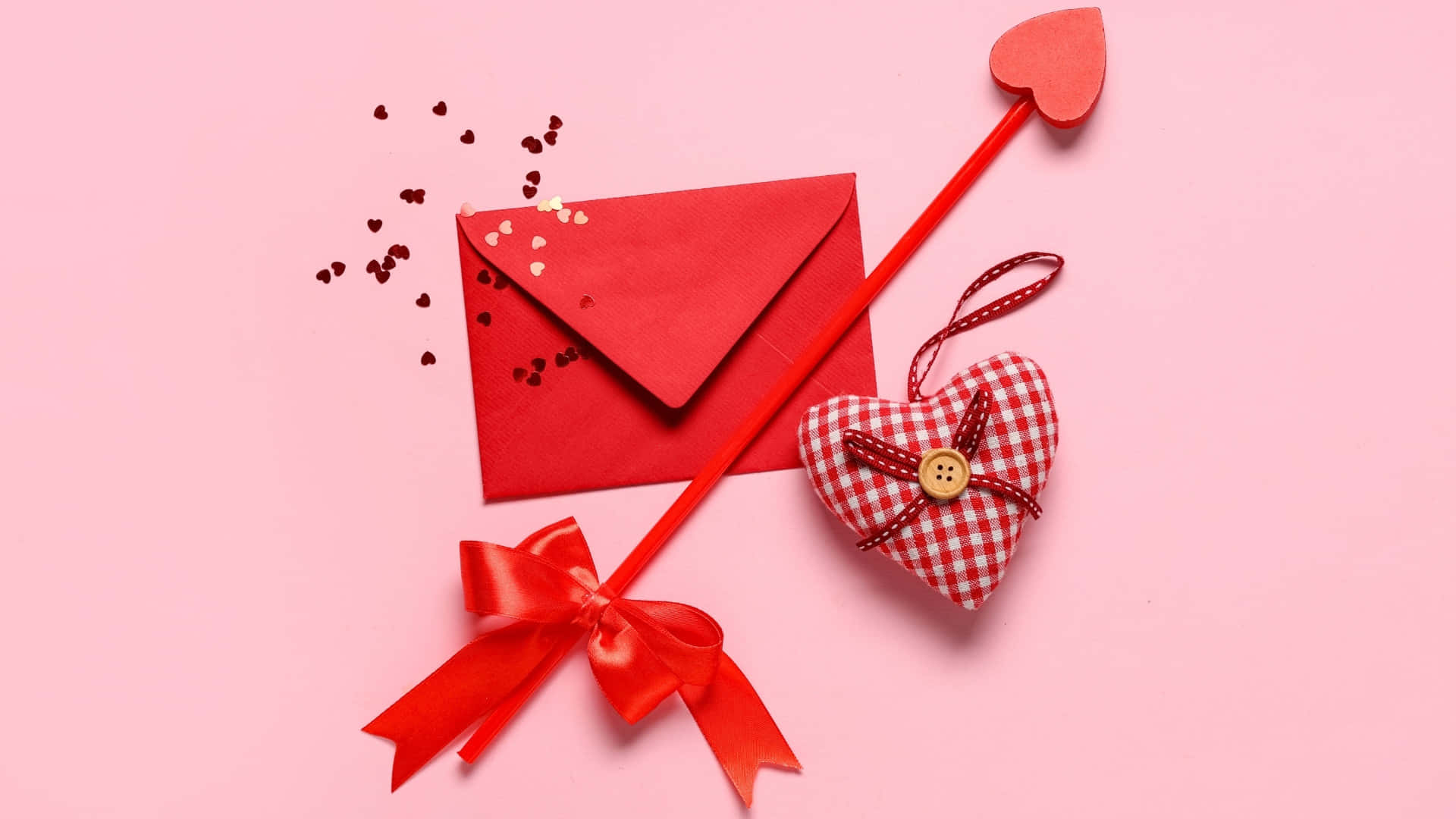 Cupid Arrow, love letter, red envelope, Full HD Desktop Wallpaper