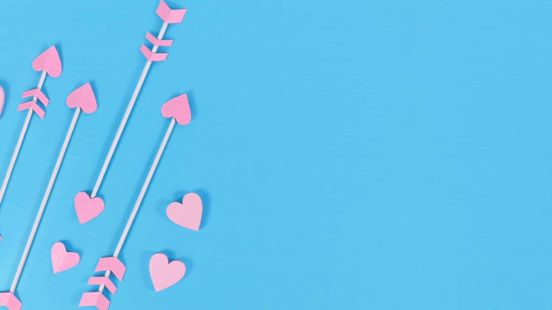 Cupid Arrow, love symbols, pink paper hearts, Full HD Desktop Wallpaper