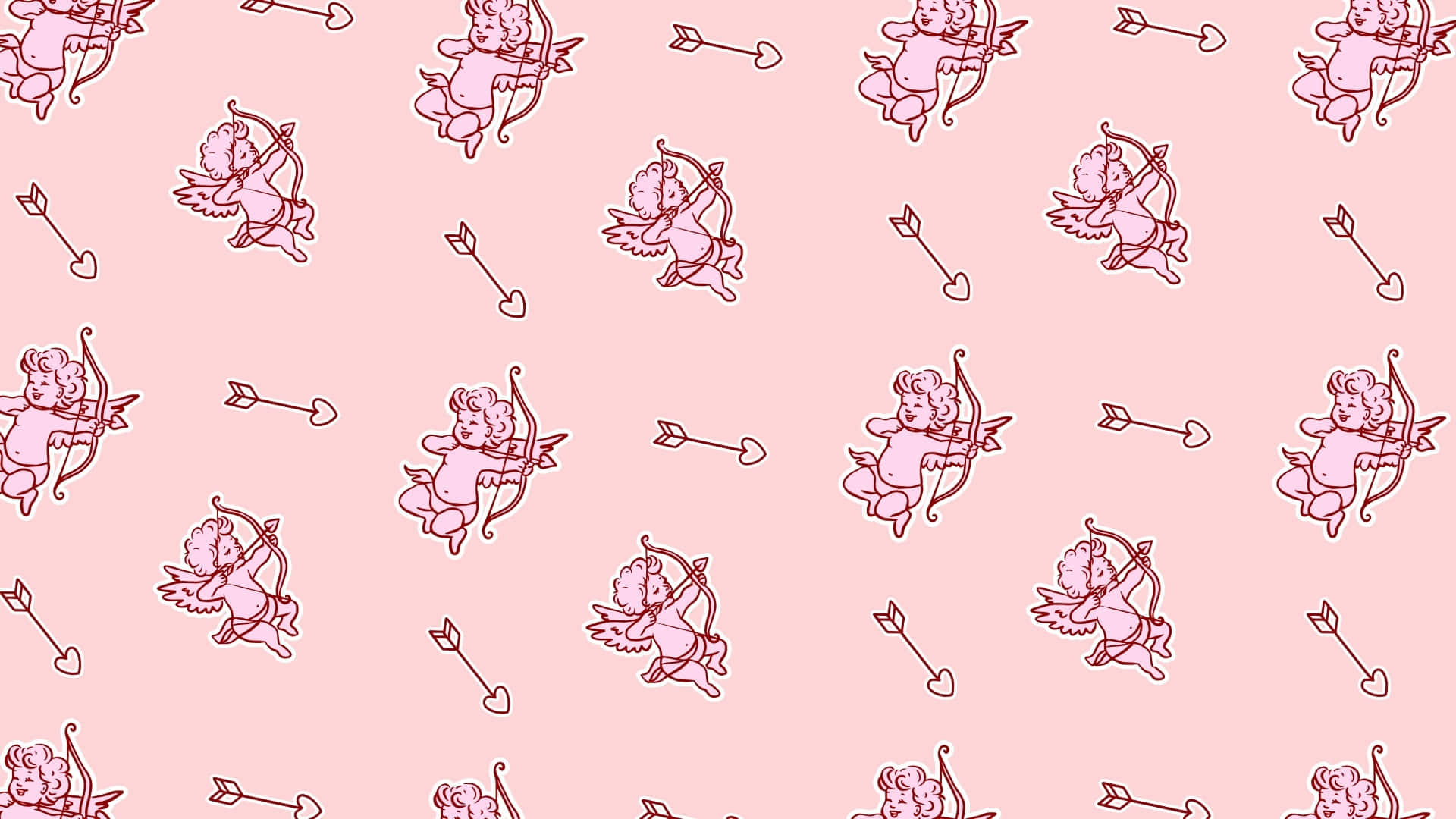 Cupid Arrow Pattern, pink background, repeating vintage line art, Full HD Desktop Wallpaper