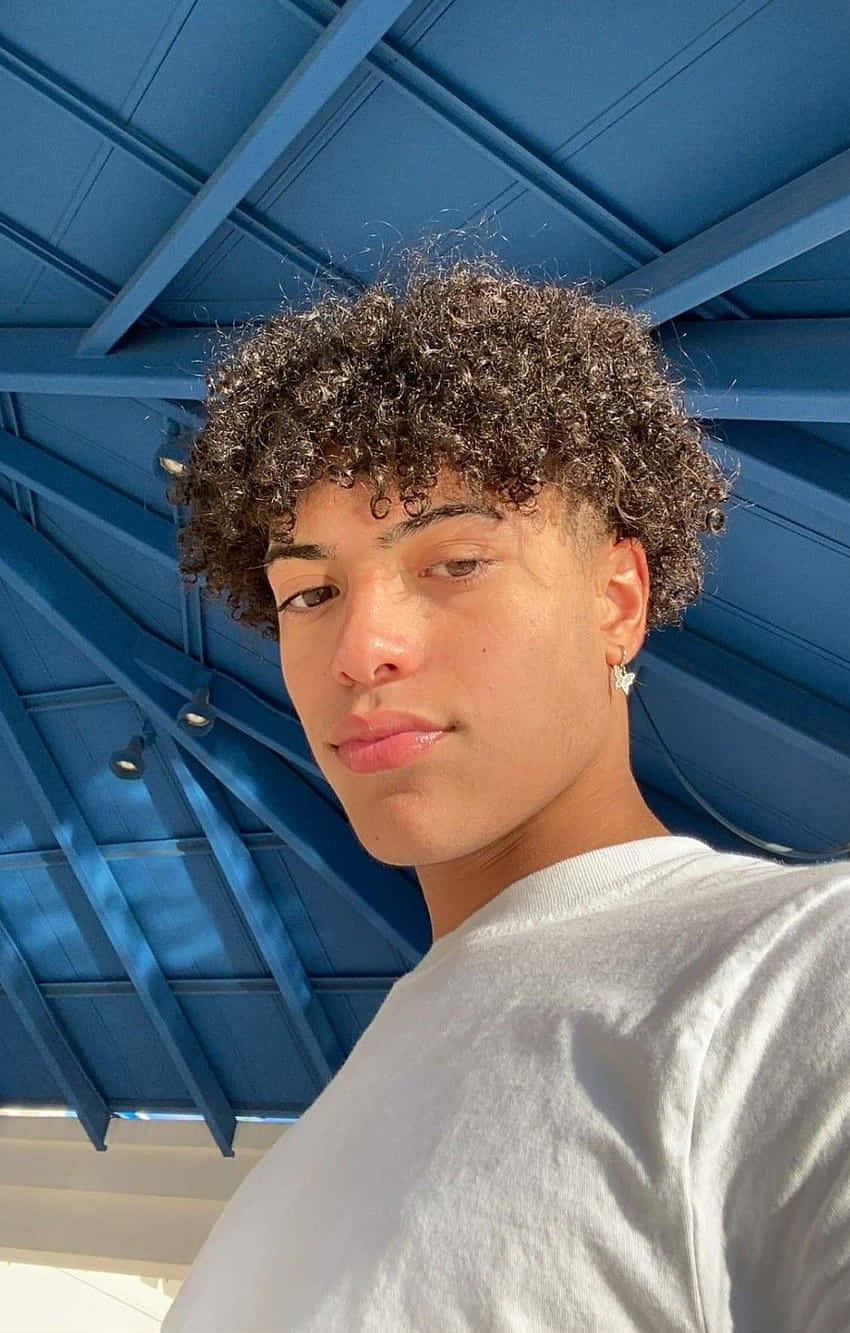 curly haired boy, blue pergola, silver earring, HD Phone Wallpaper