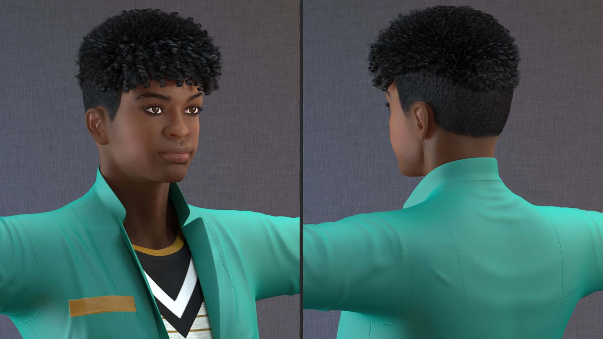 curly haired boy, green blazer, teal blazer, Full HD Desktop Wallpaper