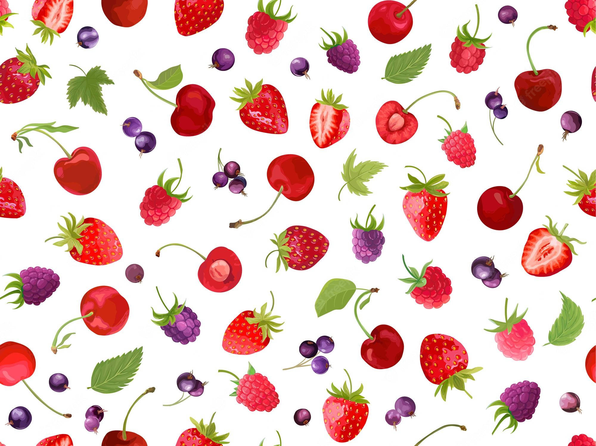 strawberry, raspberry, blackcurrant, Full HD Desktop Wallpaper