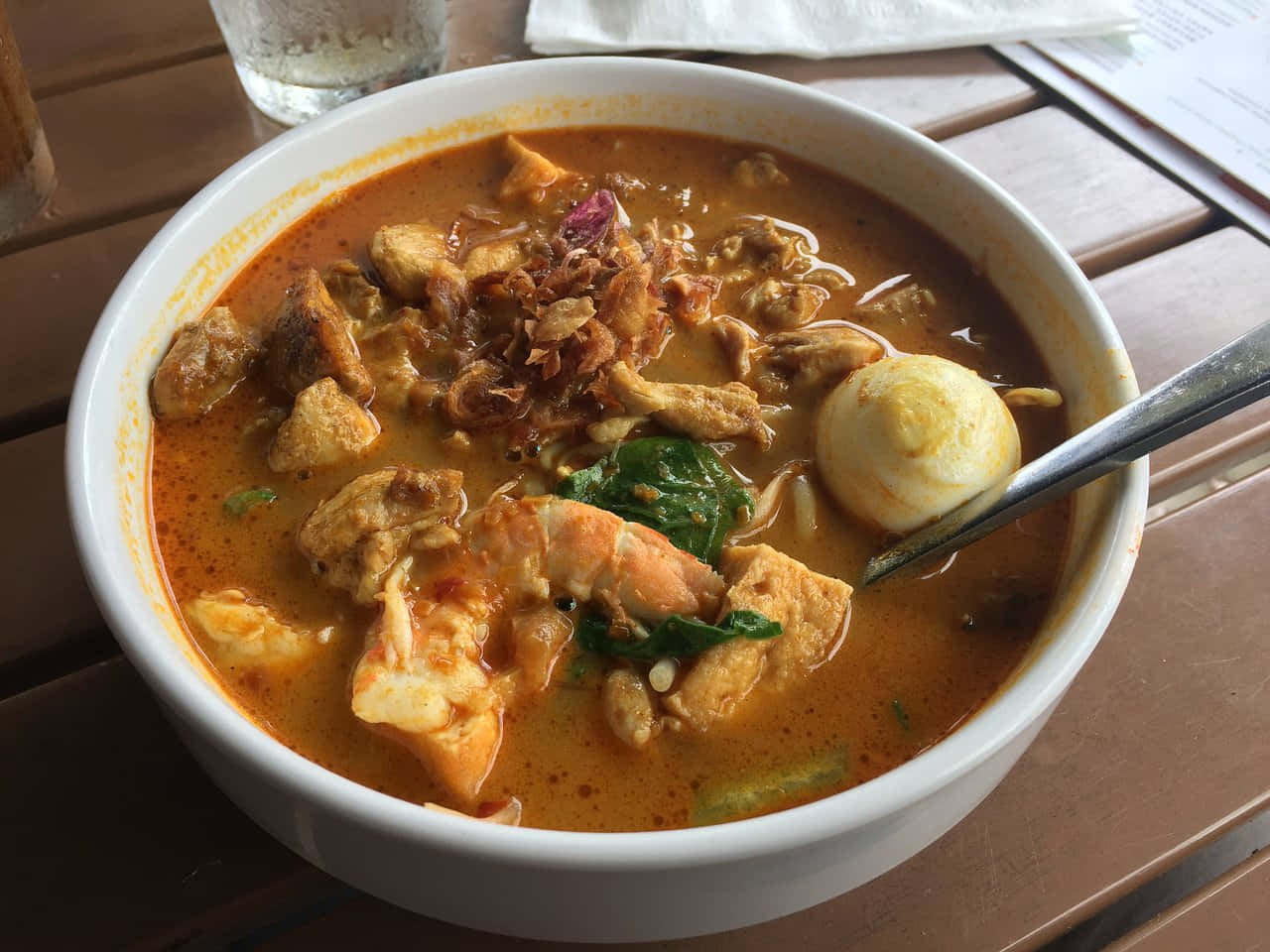 Florida version of curry laksa, curry laksa, steaming bowl, HD Desktop Wallpaper