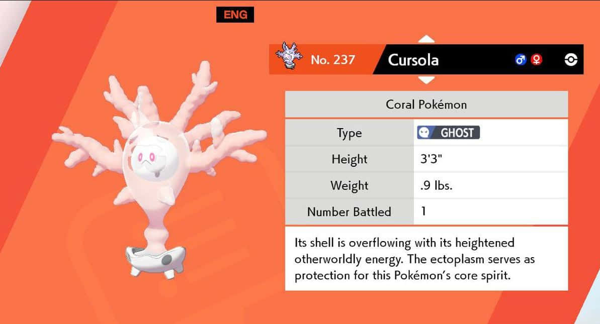 Cursola, ghost-type, pink branching shell, SD Desktop Wallpaper