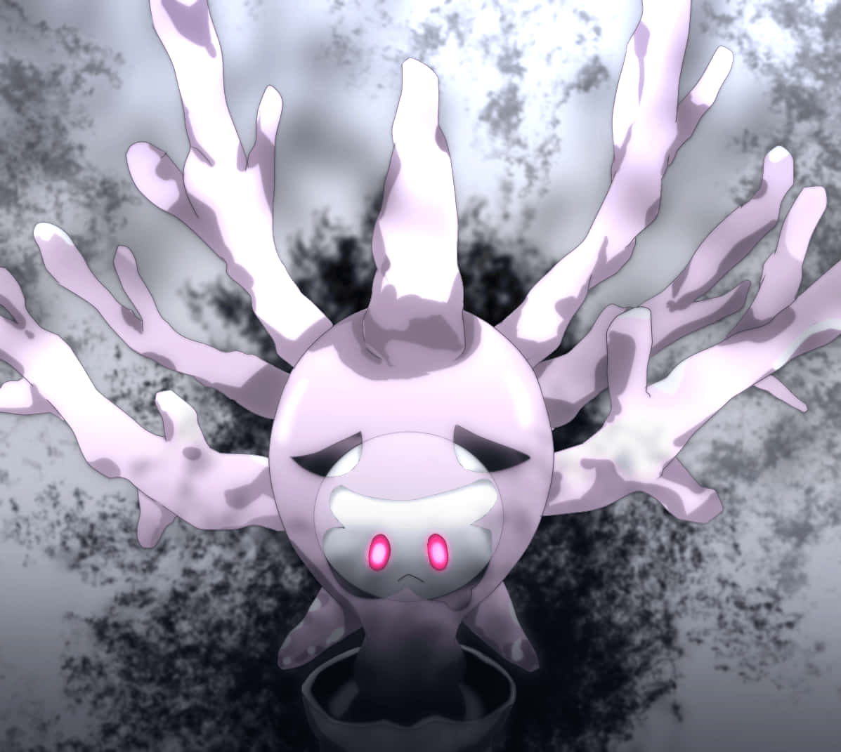 Purple Cursola, glowing pink eyes, branching limbs, SD Desktop Wallpaper