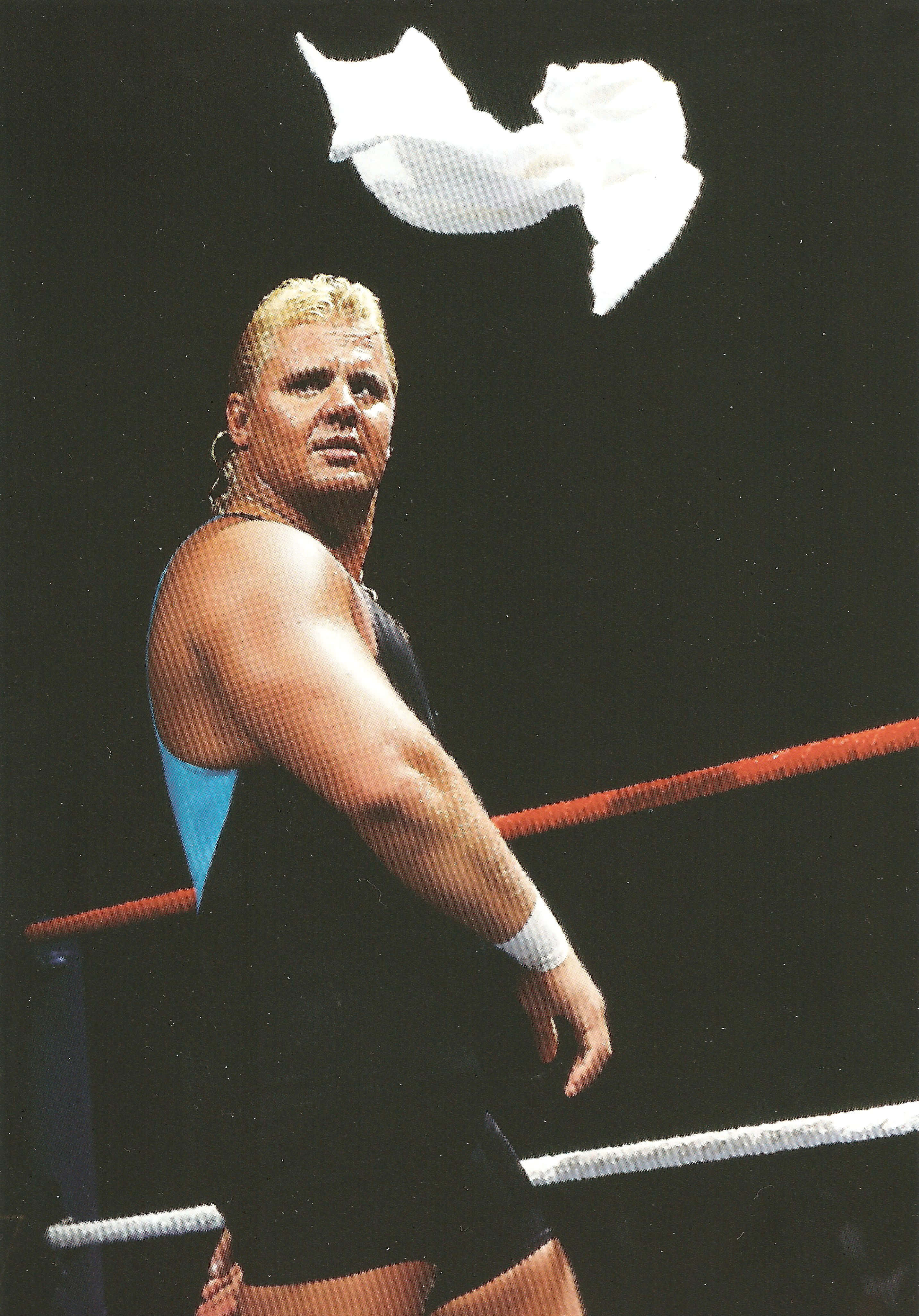 Curt Hennig, white towel, black and blue singlet, 4K Phone Wallpaper