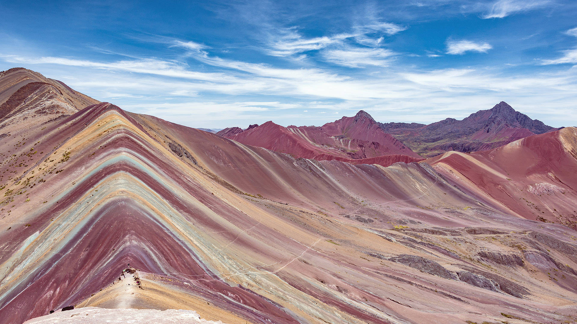 Colorful Striped Mountain, Cusco Peru, rainbow mountains, Full HD Desktop Wallpaper