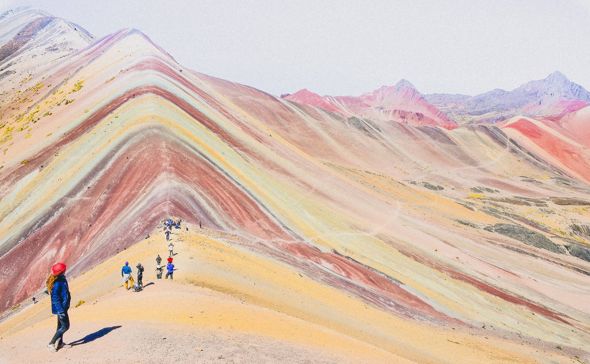 Rainbow Mountain, Cusco Peru, vibrant multicolored mountain ridge, Full HD Desktop Wallpaper