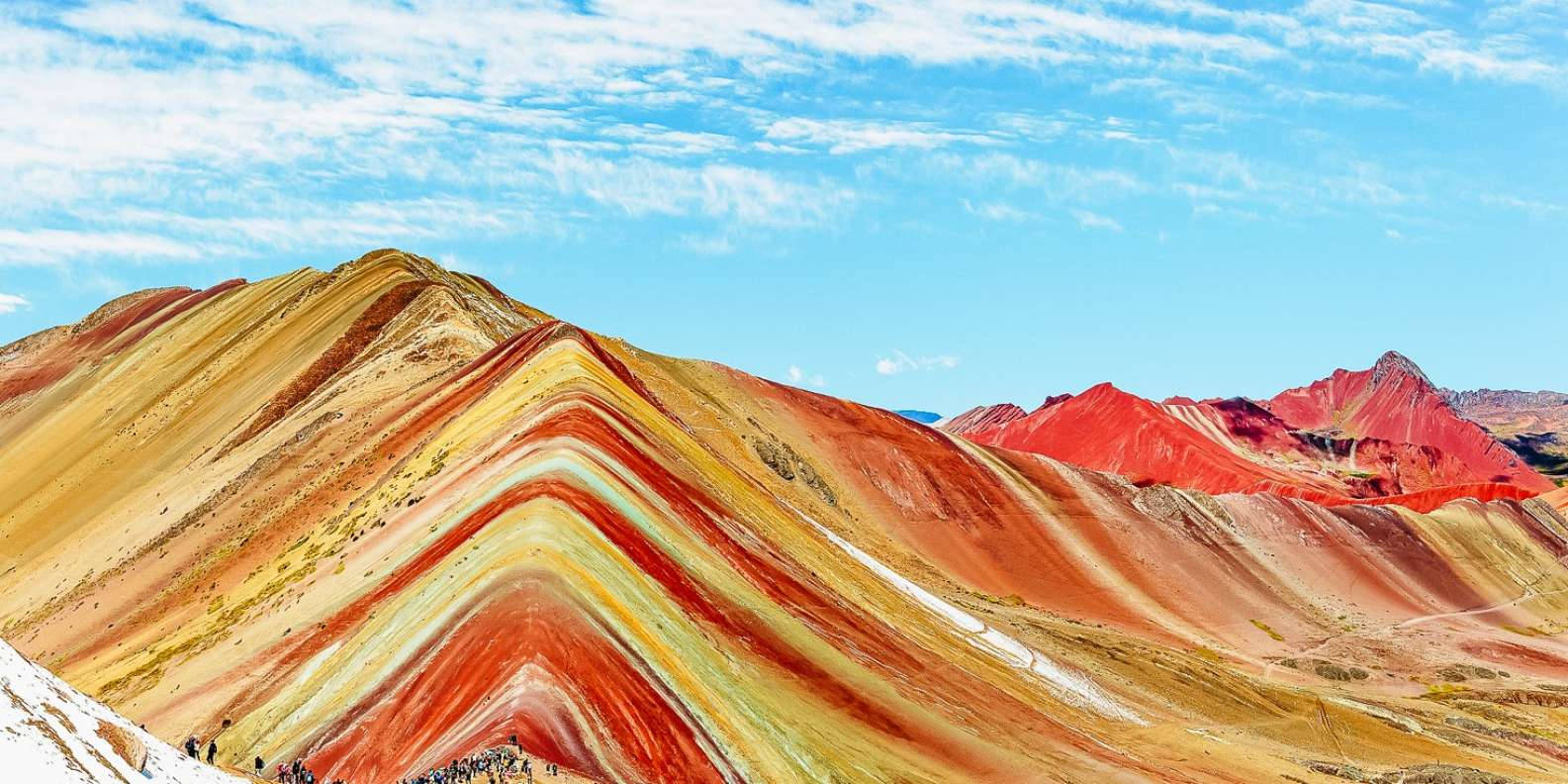 Cusco Peru, rainbow mountain, bright blue sky, HD Desktop Wallpaper