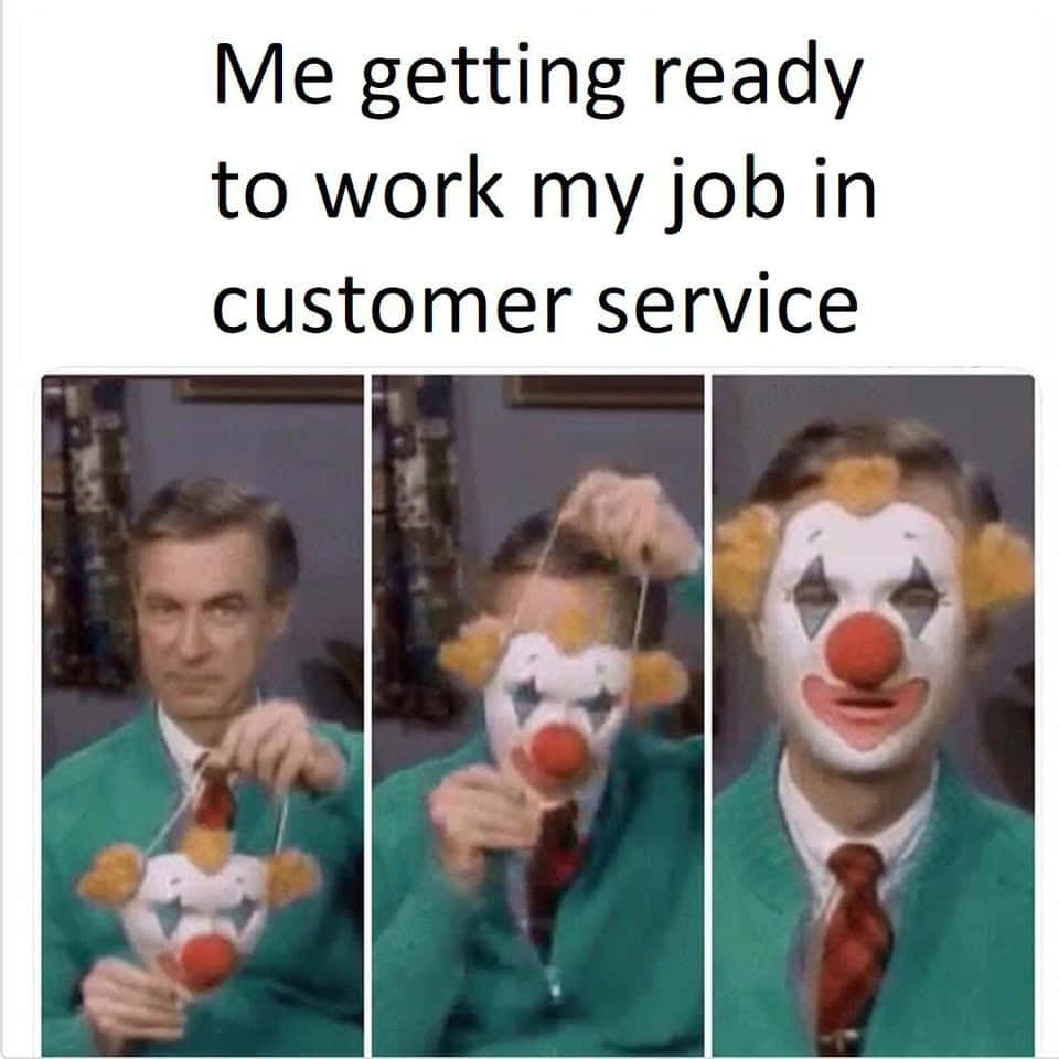 customer service memes, green suit, clown mask, SD Desktop Wallpaper