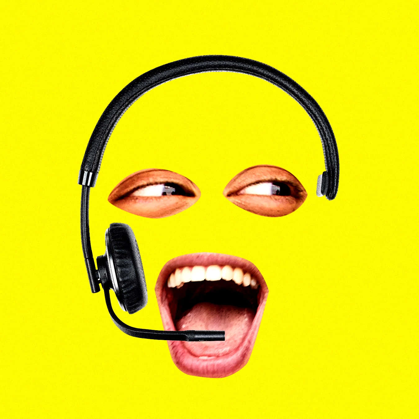 customer service memes, black headset, vibrant yellow background, HD Desktop Wallpaper