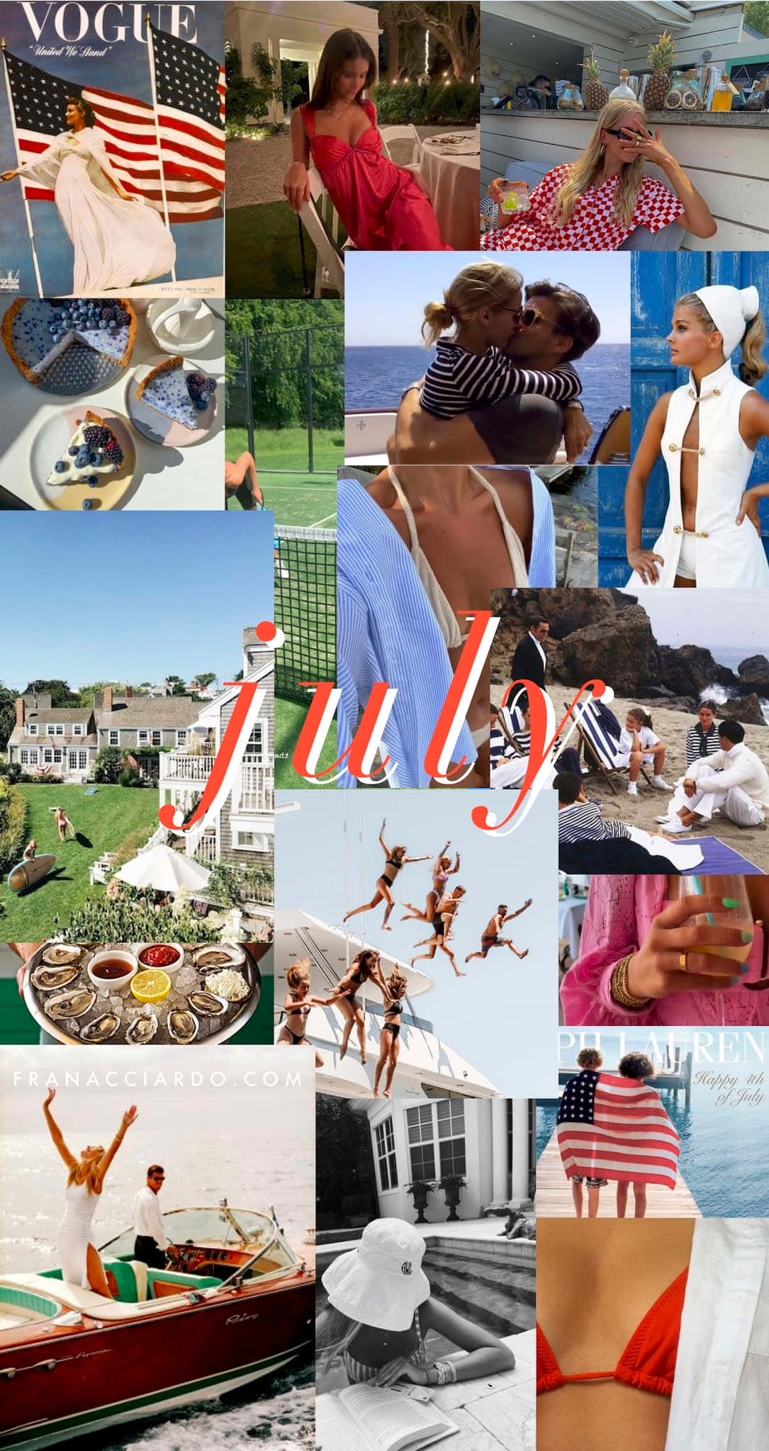 4th of July Aesthetic Collage, red white and blue accents, swimwear, Full HD Phone Wallpaper