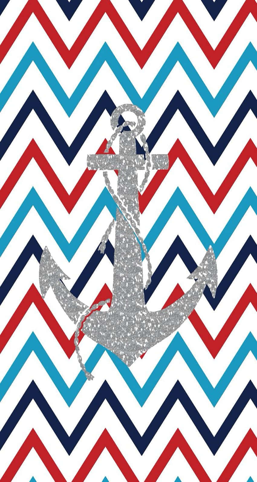 patriotic chevron pattern, silver anchor, red blue and white zigzag patterned background, HD Phone Wallpaper