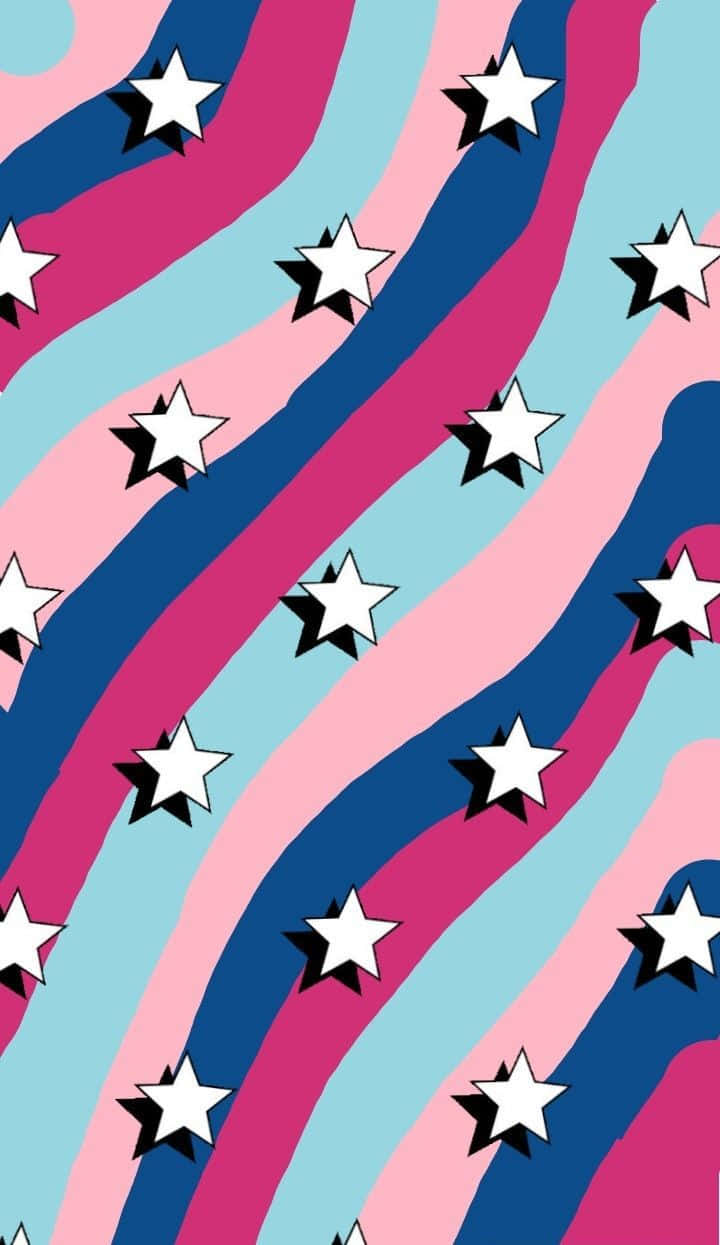 patriotic starsand stripes pattern, pink blue, light blue, SD Phone Wallpaper