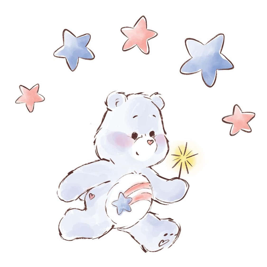 patriotic bear, sparklerand stars, light blue bear, SD Desktop Wallpaper