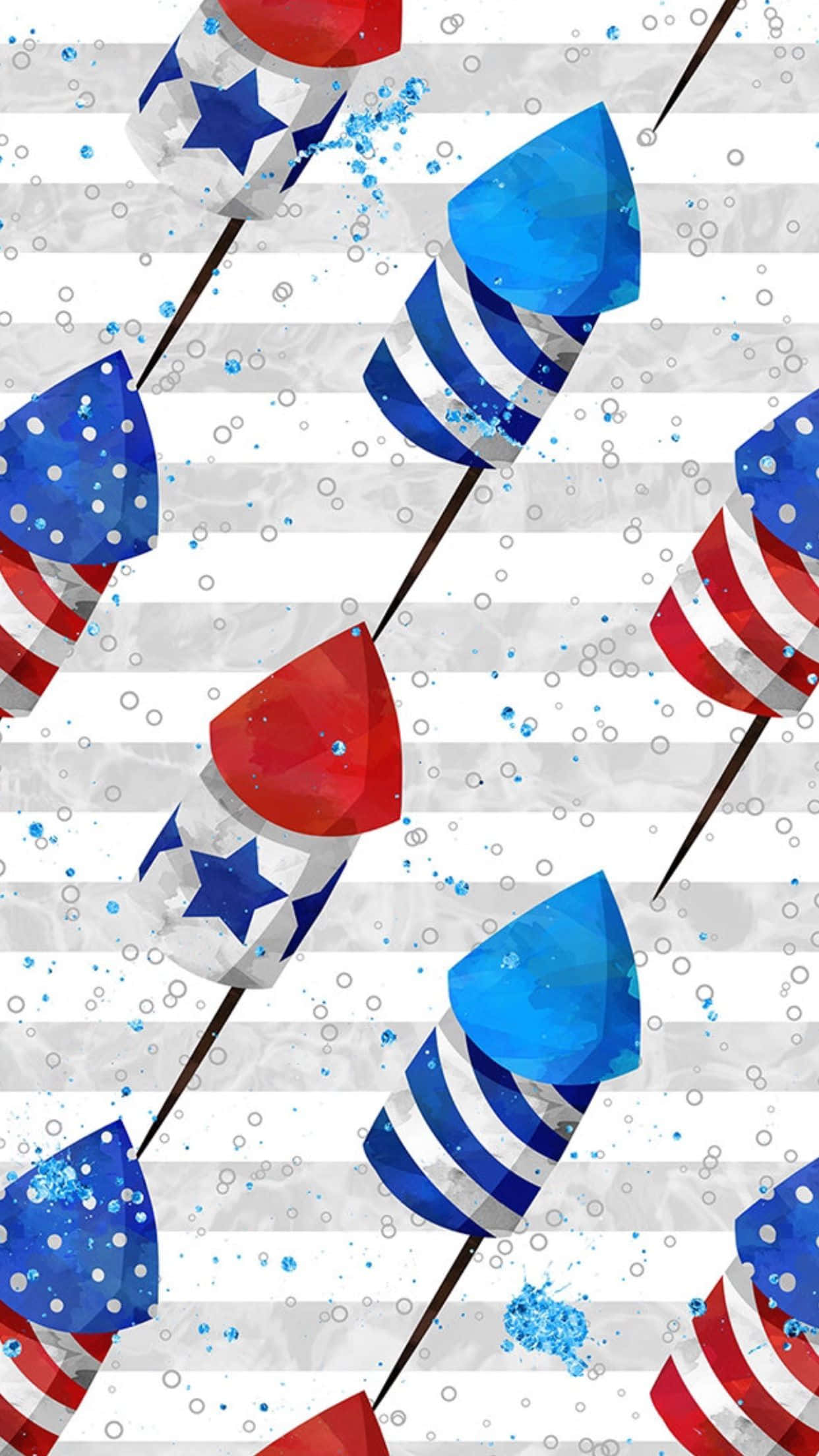 red white and blue stars and stripes, gray striped background, blue splatters, Full HD Phone Wallpaper