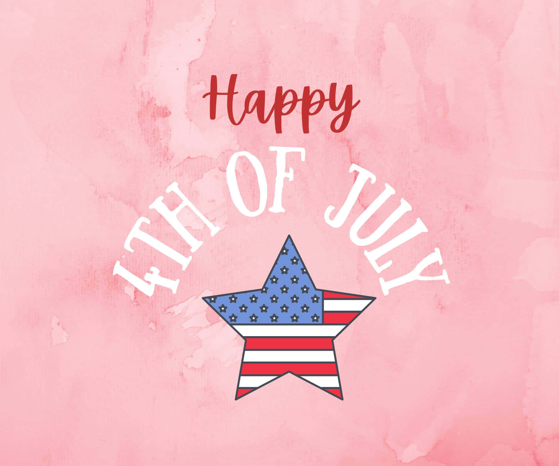 Happy 4th of July, American flag colors, soft pink watercolor background, HD Desktop Wallpaper