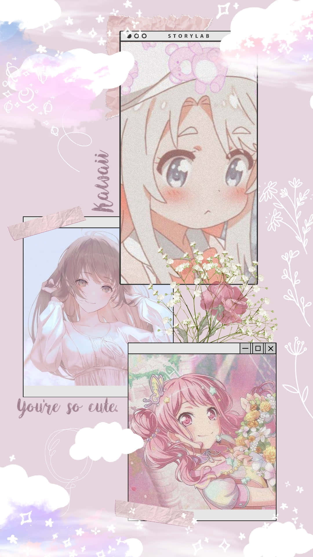 Cute Aesthetic Anime, anime girls, soft pastel, Full HD Phone Wallpaper