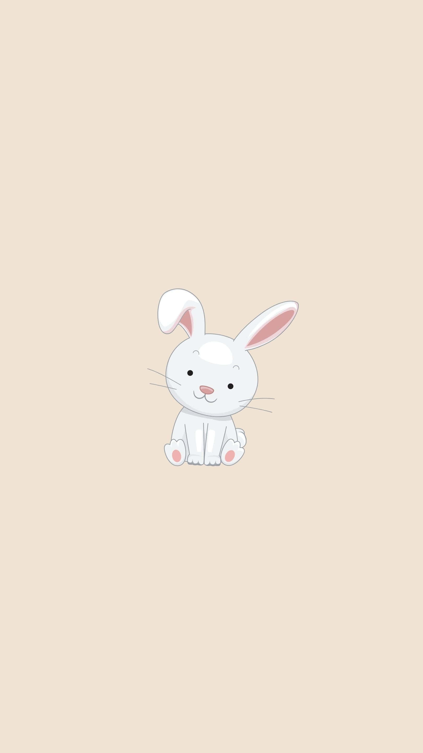 cute aesthetic anime, white cartoon bunny, pink inner ears, 2K Phone Wallpaper