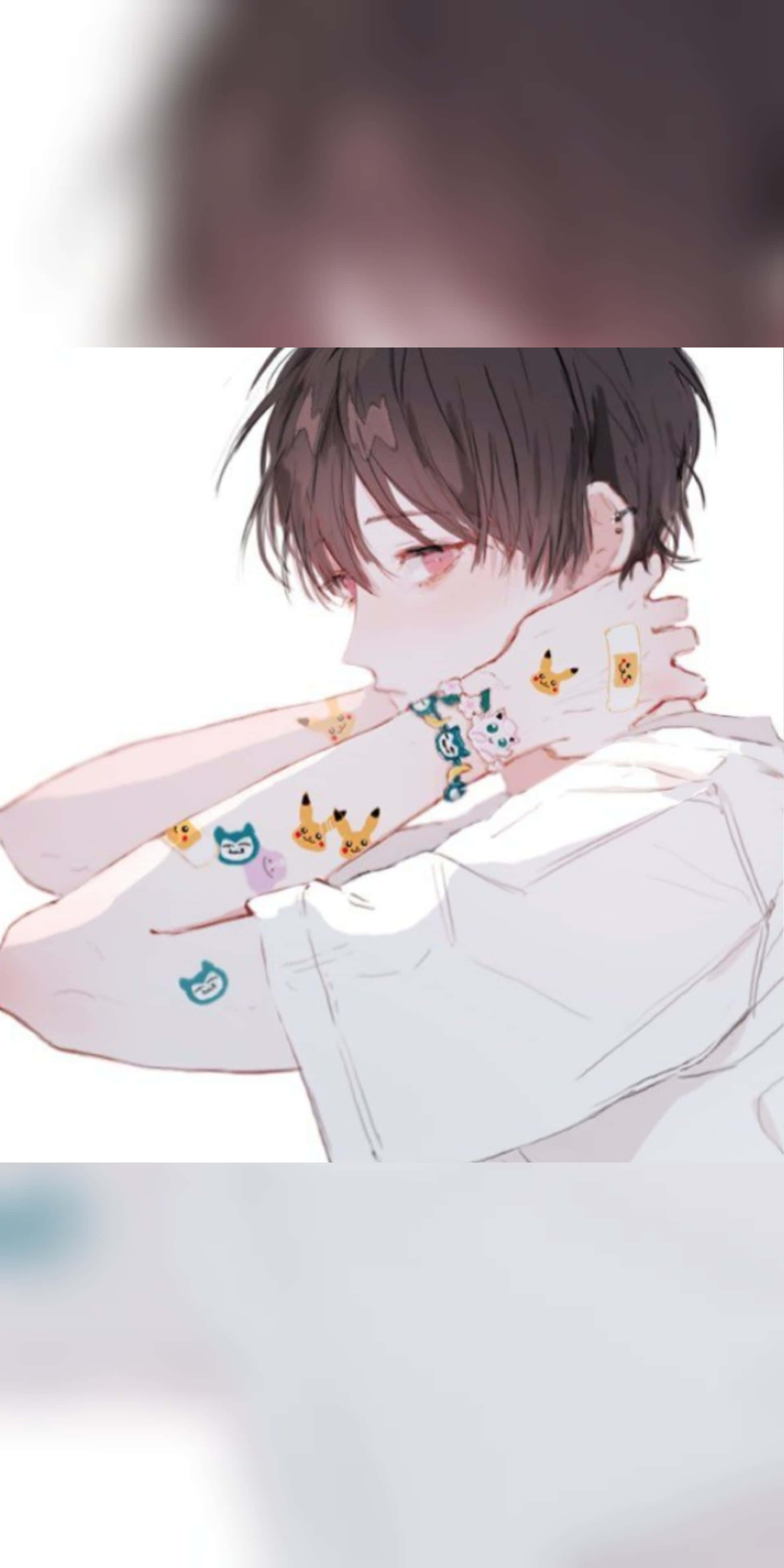 Cute Aesthetic Anime, dark hair, red eyes, 4K Phone Wallpaper