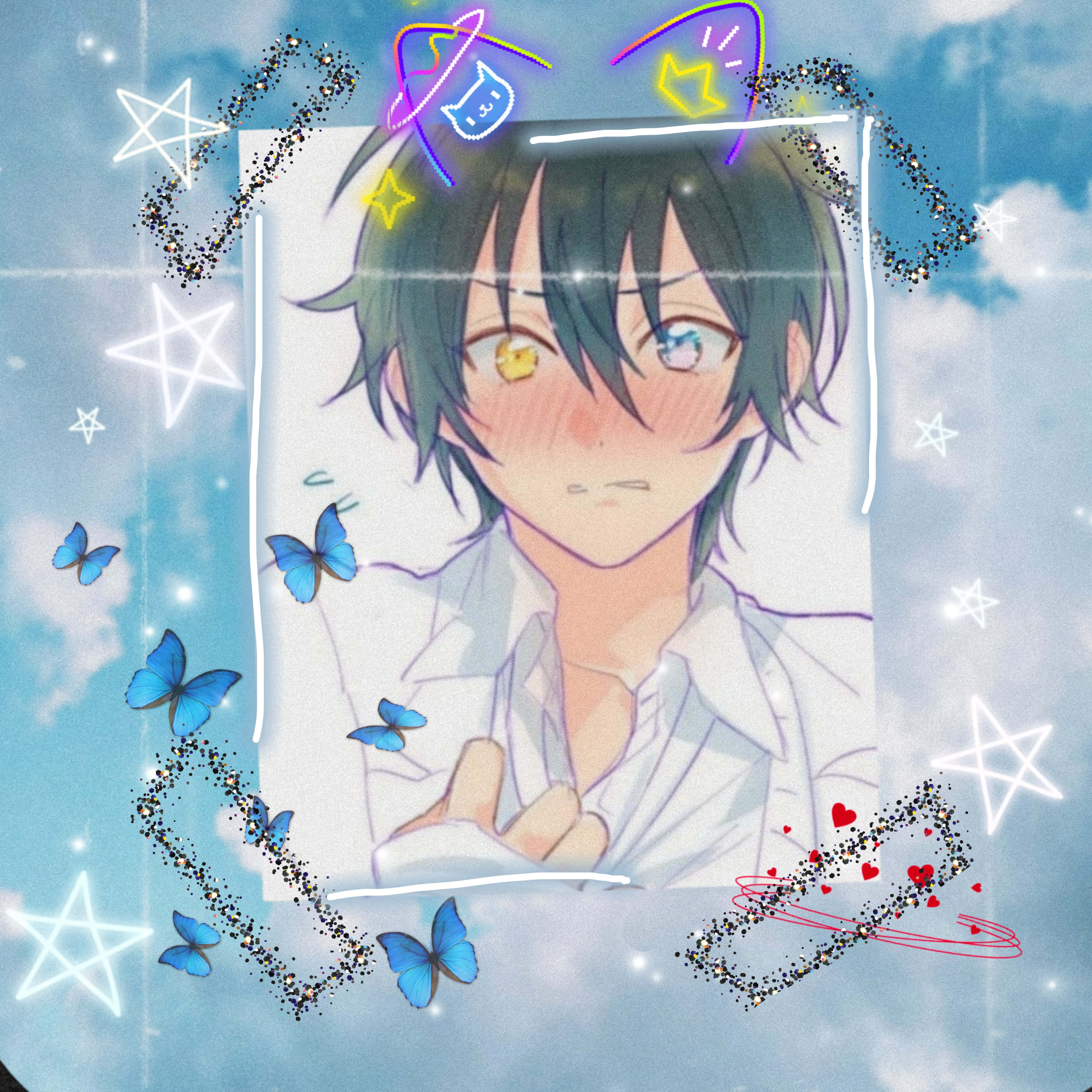 Cute Aesthetic Anime, anime boy, heterochromatic eyes, 2K Desktop Wallpaper
