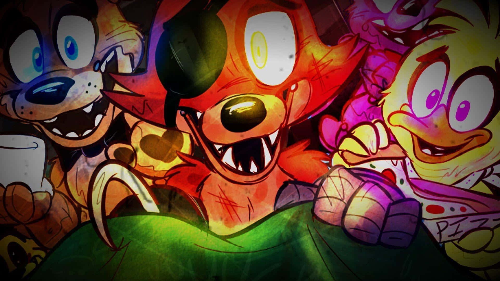 cartoon characters, exaggerated expressions, bold colors, Full HD Desktop Wallpaper