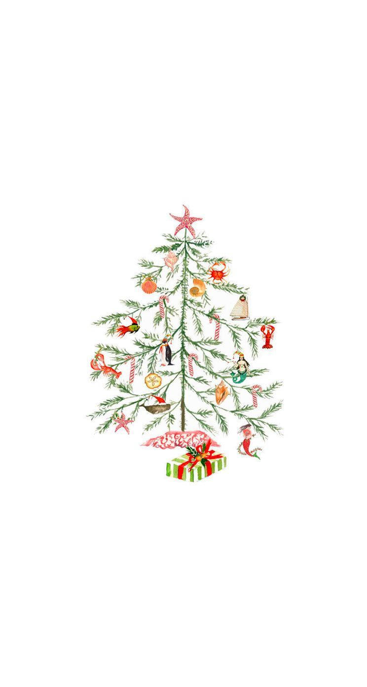 Cute Aesthetic Christmas, whimsical illustrated Christmas tree, candy canes, HD Phone Wallpaper