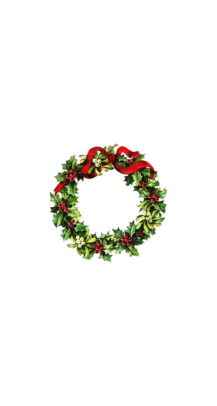 cute aesthetic christmas wreath, holly wreath, red berries, HD Phone Wallpaper