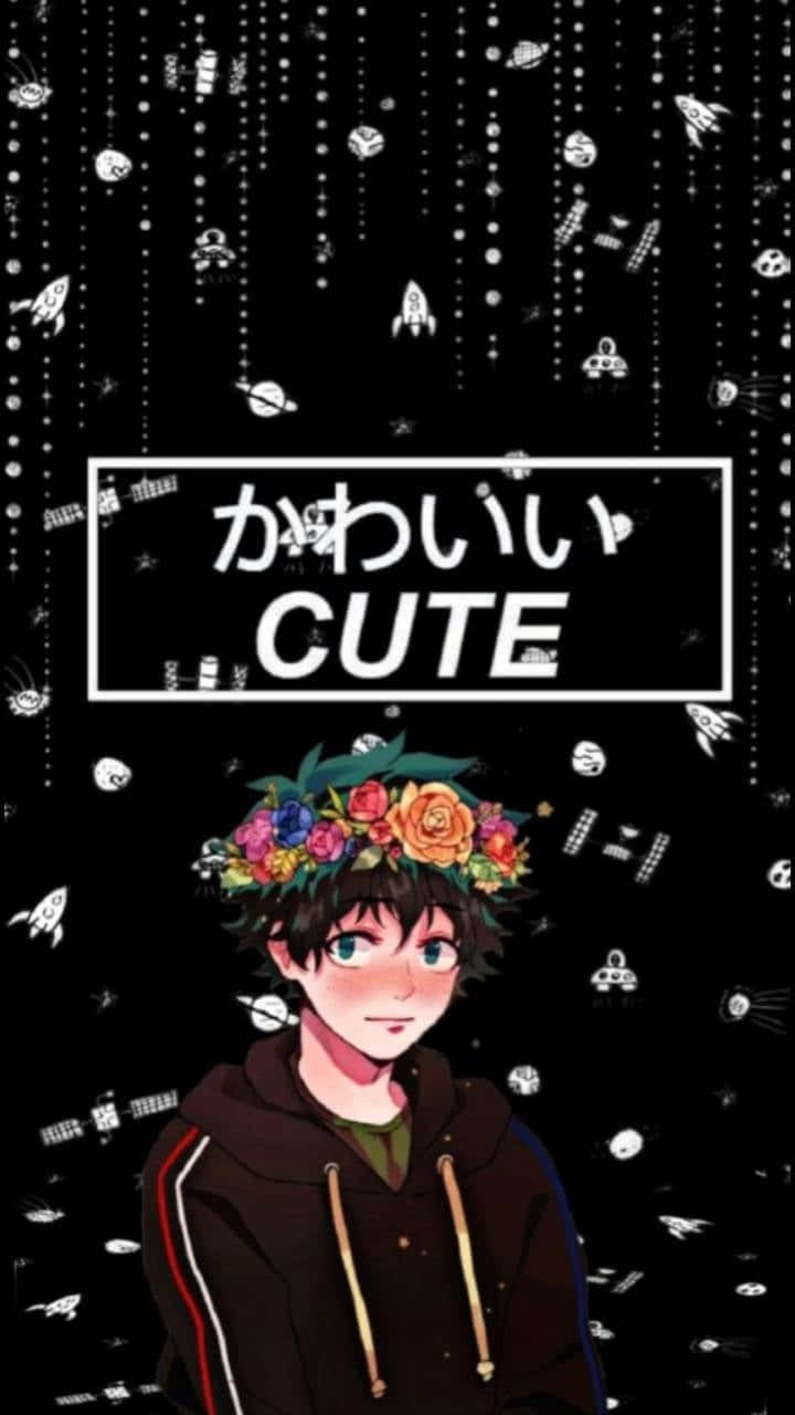 Cute Aesthetic Deku, flower crown, anime boy, HD Phone Wallpaper