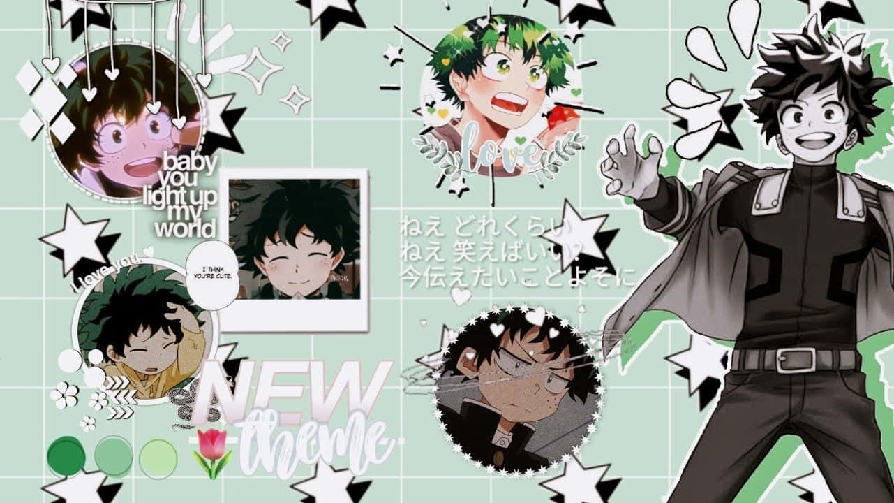Cute Aesthetic Deku, anime wallpaper collage, expressive character portraits, HD Desktop Wallpaper