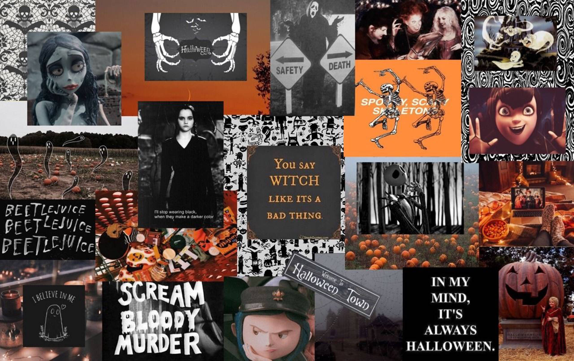 Cute Aesthetic Halloween, Halloween collage, movie posters, Full HD Desktop Wallpaper