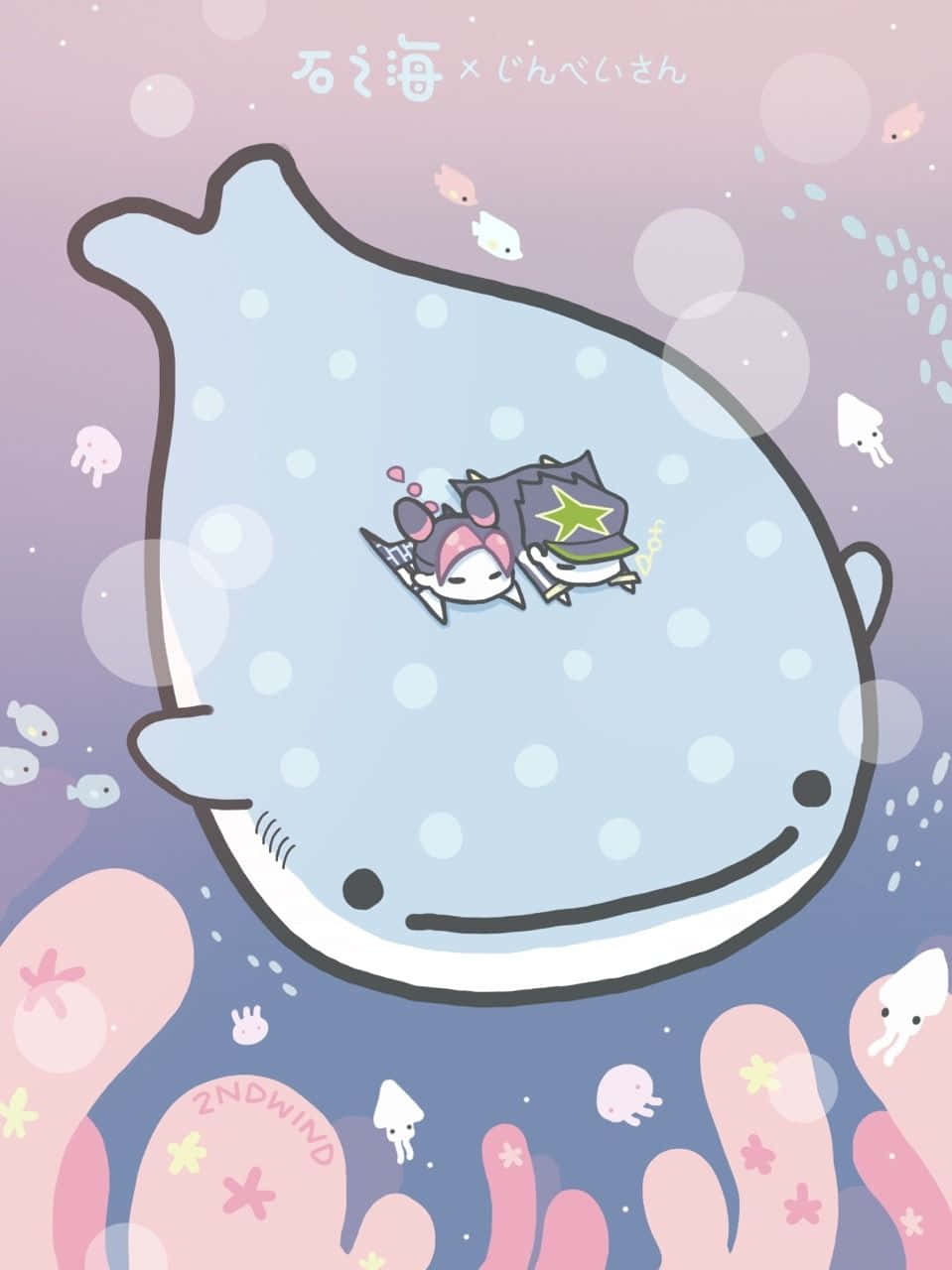 cute aesthetic iPad, anime characters, spotted whale, HD Phone Wallpaper