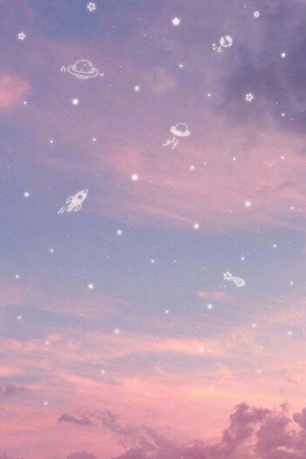 Cute Aesthetic iPad, pastel pink, purple sky, HD Phone Wallpaper