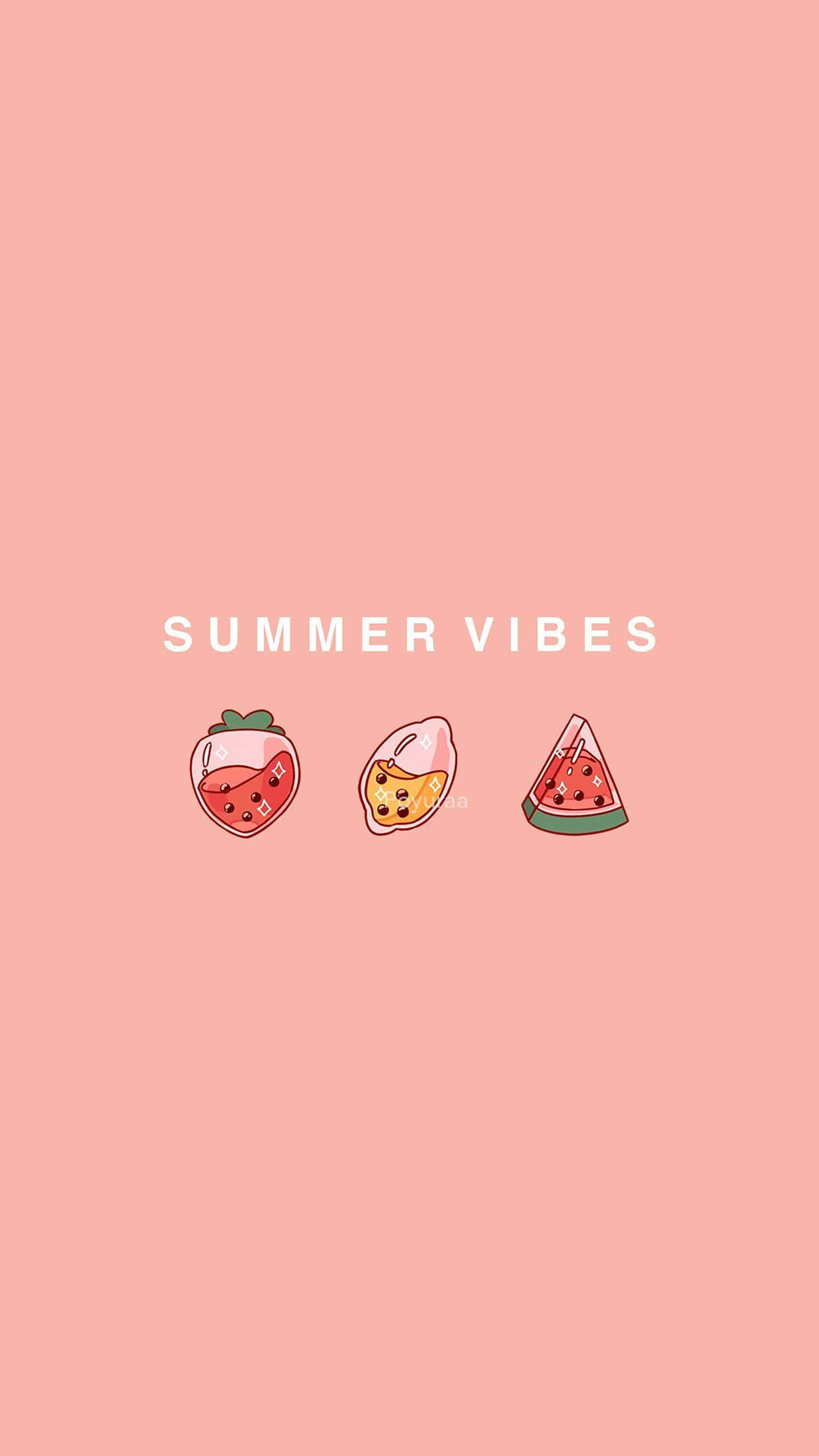 aesthetic doodles, summer vibes, soft pink background, Full HD Phone Wallpaper