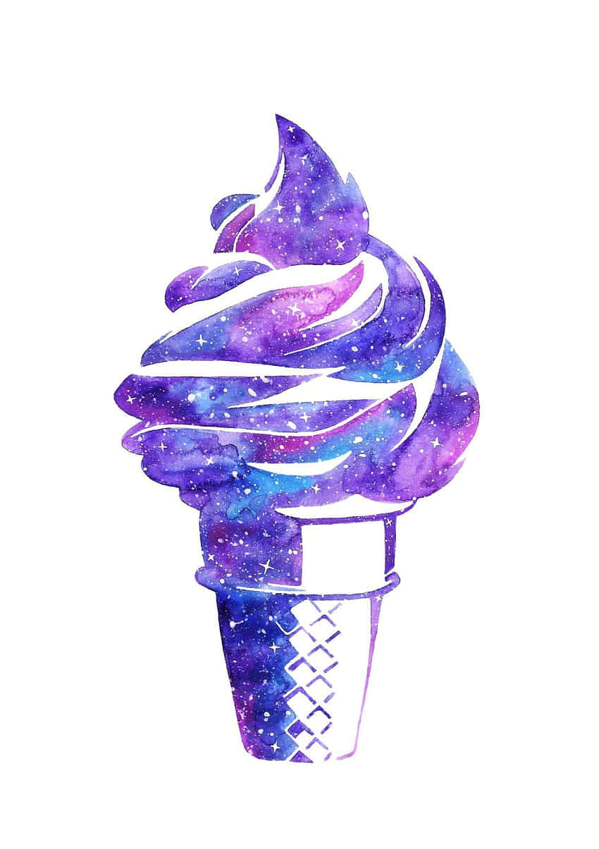 galaxy design, watercolor galaxy ice cream cone, swirling purple blue swirls, SD Phone Wallpaper