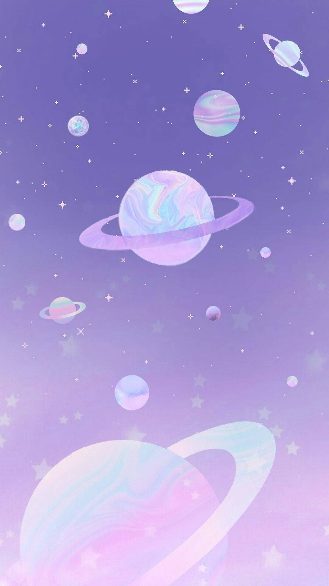 cute purple planets aesthetic phone, pastel purple, pink planets, Full HD Phone Wallpaper