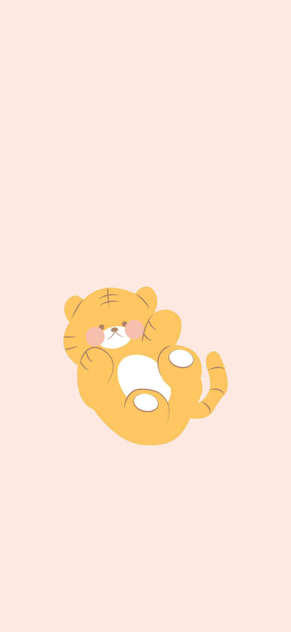 cute cartoon tiger cub, pink cheeks, white belly, 2K Phone Wallpaper