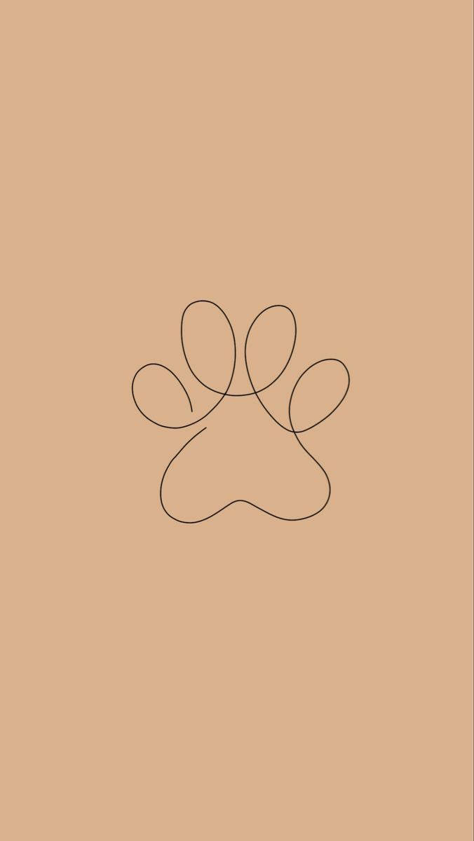 paw print, beige aesthetic phone, minimalist single-line drawing, SD Phone Wallpaper
