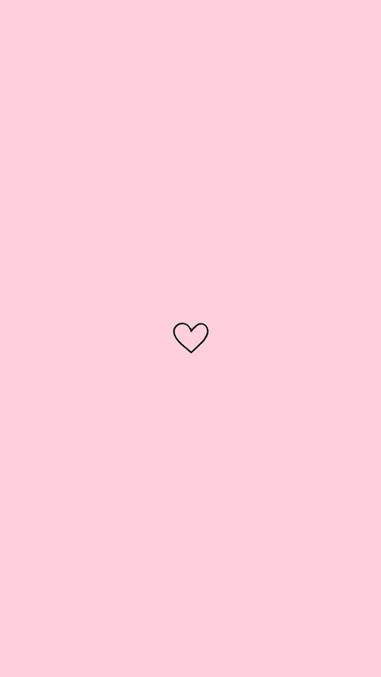 black outline heart, soft pink background, minimalist, HD Phone Wallpaper
