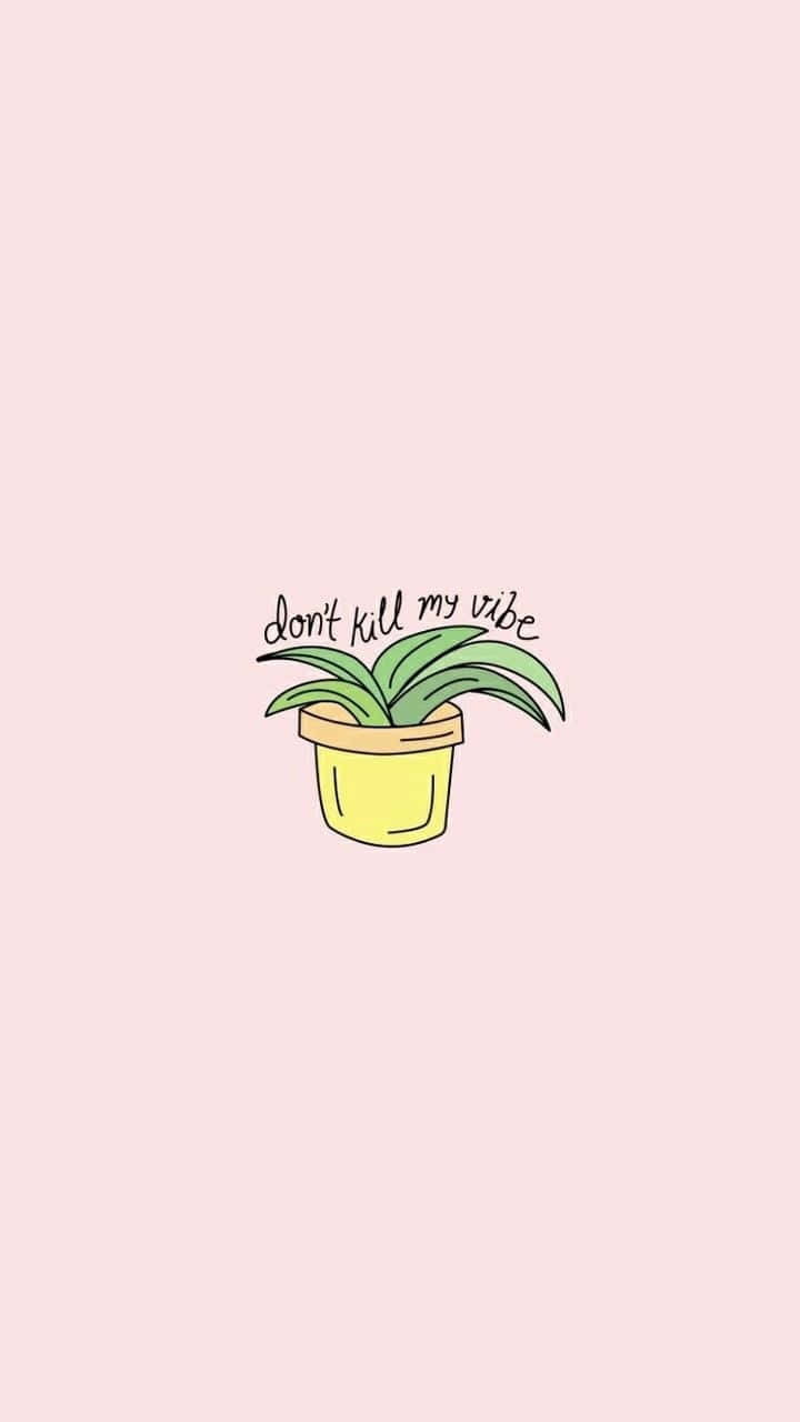 Cute Aesthetic Plant, hand-drawn potted plant, green leaves, HD Phone Wallpaper