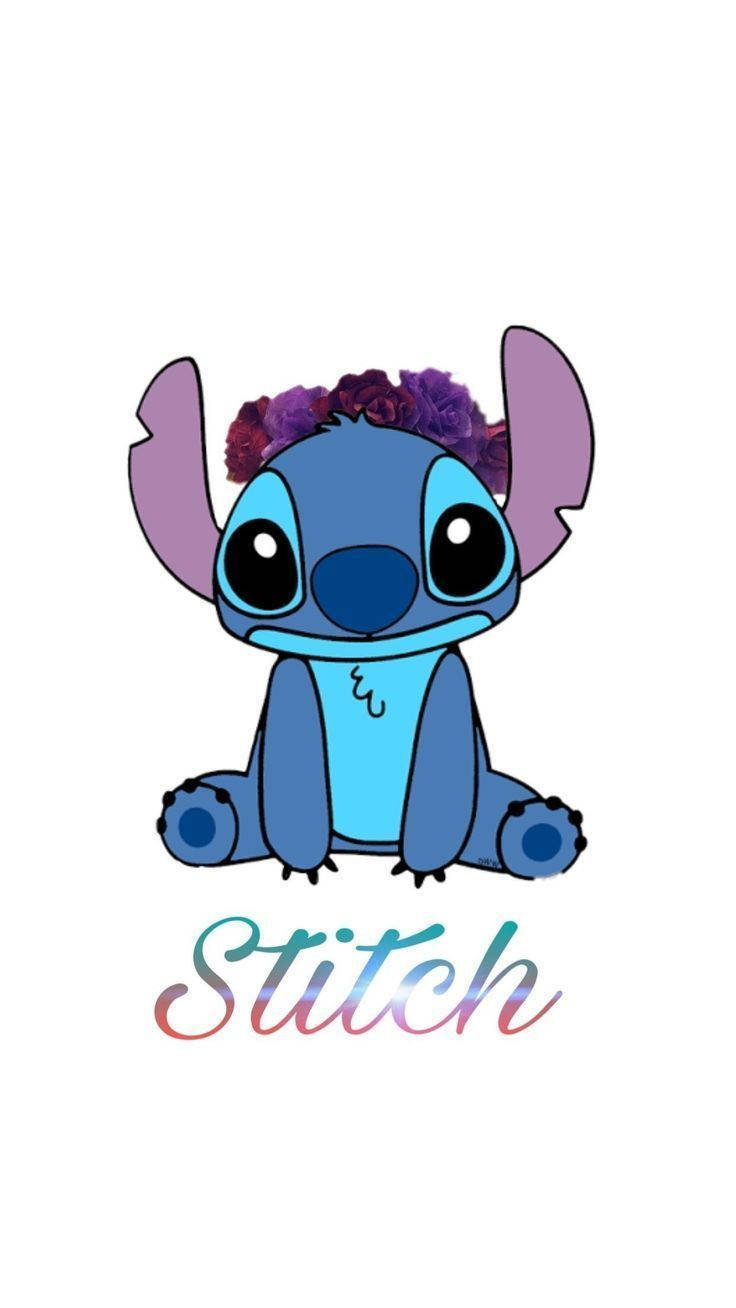 Stitch, purple flower headdress, blue Stitch, HD Phone Wallpaper