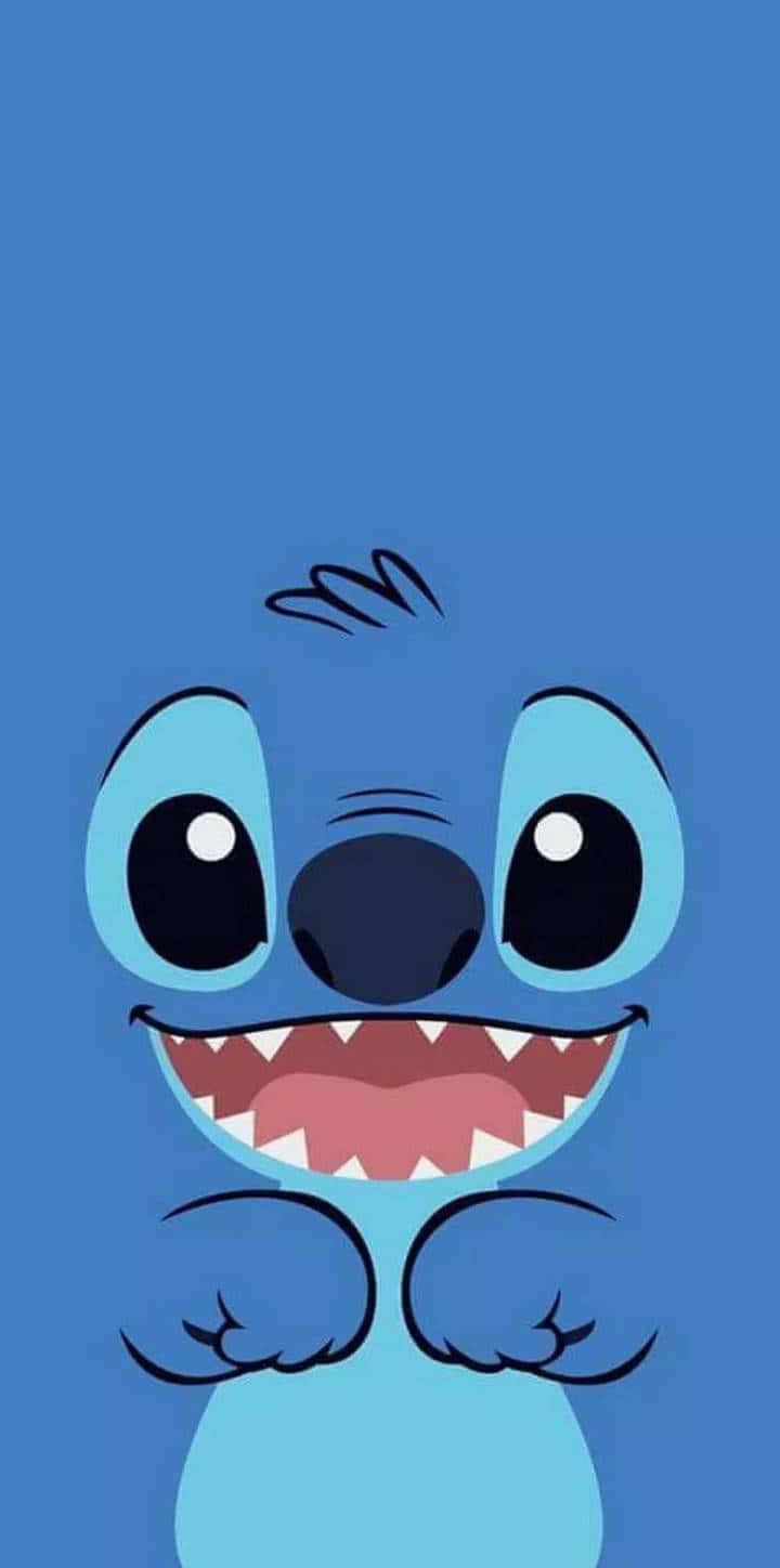 Stitch, blue background, big eyes, HD Phone Wallpaper