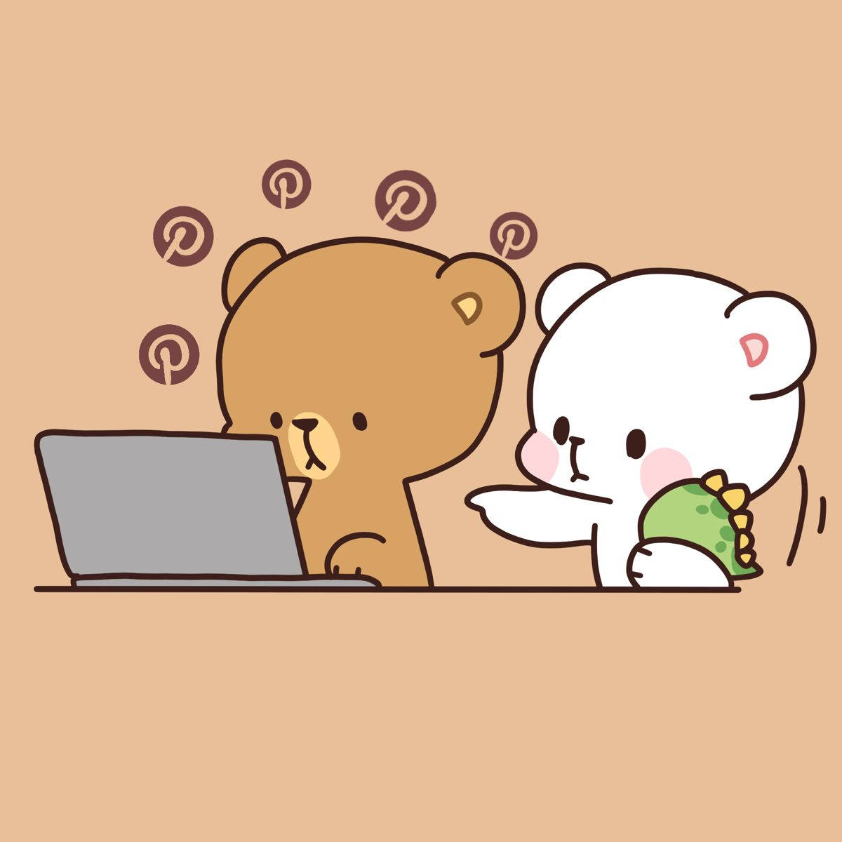 Milk And Mocha Bears, laptop, Pinterest icons, SD Desktop Wallpaper