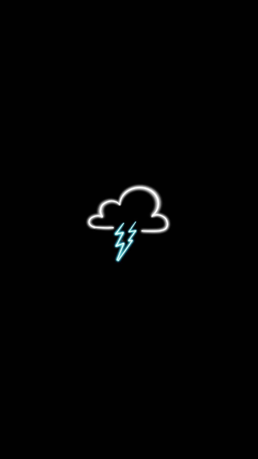 cloud, thunder, black neon aesthetic, Full HD Phone Wallpaper