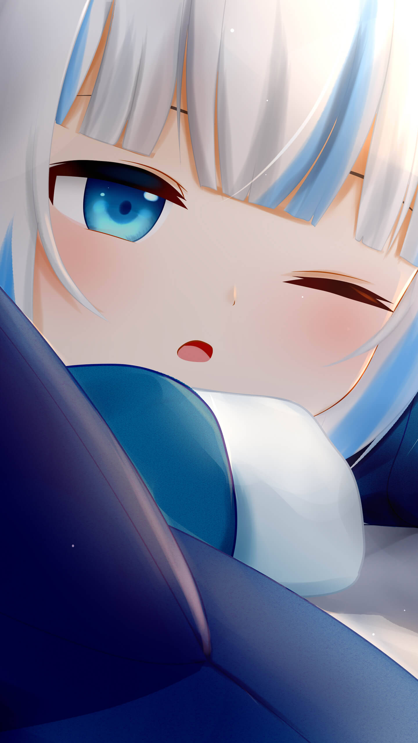 anime girl, silver hair, blue eyes, 2K Phone Wallpaper