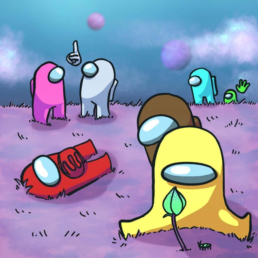 Among Us, surreal purple field, floating orbs, SD Desktop Wallpaper