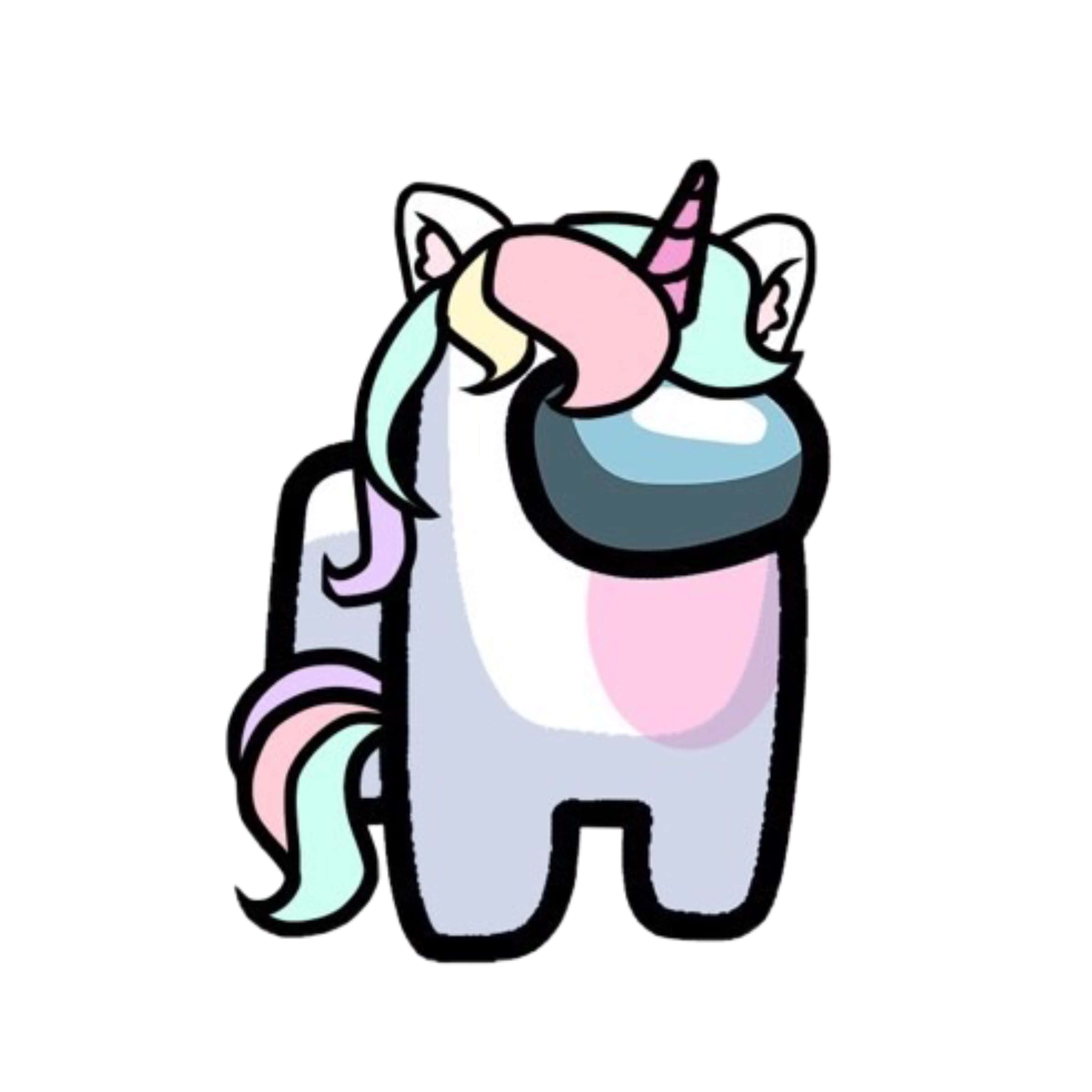 Cute Among US, cartoon unicorn, pastel rainbow mane, 2K Desktop Wallpaper